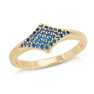 Elizabeth Stone Astra Pave Signet Ring (Sapphire - size 7)